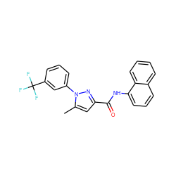 Cc1cc(C(=O)Nc2cccc3ccccc23)nn1-c1cccc(C(F)(F)F)c1 ZINC000026387037