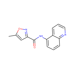 Cc1cc(C(=O)Nc2cccc3ncccc23)no1 ZINC000003442295