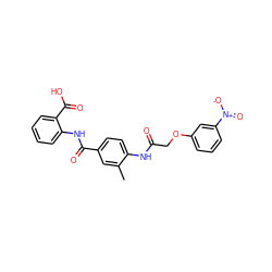 Cc1cc(C(=O)Nc2ccccc2C(=O)O)ccc1NC(=O)COc1cccc([N+](=O)[O-])c1 ZINC000001141842