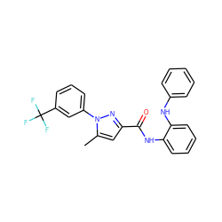 Cc1cc(C(=O)Nc2ccccc2Nc2ccccc2)nn1-c1cccc(C(F)(F)F)c1 ZINC000026382820