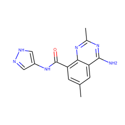 Cc1cc(C(=O)Nc2cn[nH]c2)c2nc(C)nc(N)c2c1 ZINC000066100628