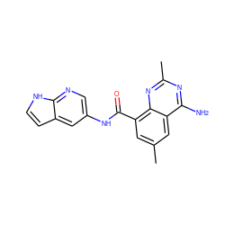 Cc1cc(C(=O)Nc2cnc3[nH]ccc3c2)c2nc(C)nc(N)c2c1 ZINC000066074149