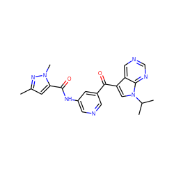 Cc1cc(C(=O)Nc2cncc(C(=O)c3cn(C(C)C)c4ncncc34)c2)n(C)n1 ZINC000169708024