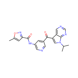 Cc1cc(C(=O)Nc2cncc(C(=O)c3cn(C(C)C)c4ncncc34)c2)no1 ZINC000169707982