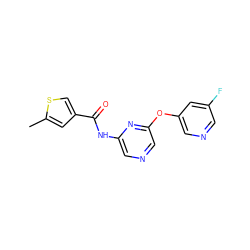 Cc1cc(C(=O)Nc2cncc(Oc3cncc(F)c3)n2)cs1 ZINC000299824163