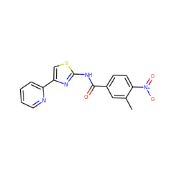 Cc1cc(C(=O)Nc2nc(-c3ccccn3)cs2)ccc1[N+](=O)[O-] ZINC000006969742