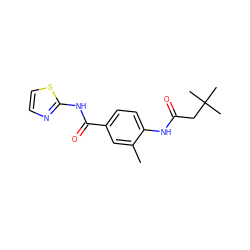 Cc1cc(C(=O)Nc2nccs2)ccc1NC(=O)CC(C)(C)C ZINC000066074161