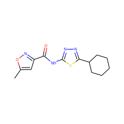 Cc1cc(C(=O)Nc2nnc(C3CCCCC3)s2)no1 ZINC000001054068