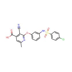 Cc1cc(C(=O)O)c(C#N)c(Oc2cccc(NS(=O)(=O)c3ccc(Cl)cc3)c2)n1 ZINC000096271594