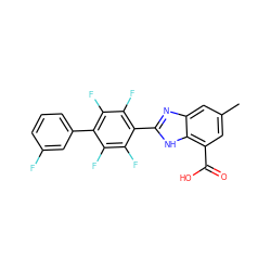 Cc1cc(C(=O)O)c2[nH]c(-c3c(F)c(F)c(-c4cccc(F)c4)c(F)c3F)nc2c1 ZINC000168709407