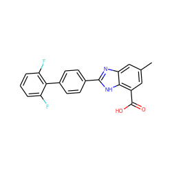 Cc1cc(C(=O)O)c2[nH]c(-c3ccc(-c4c(F)cccc4F)cc3)nc2c1 ZINC000113981848