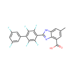 Cc1cc(C(=O)O)c2nc(-c3c(F)c(F)c(-c4cc(F)cc(F)c4)c(F)c3F)[nH]c2c1 ZINC000068247337