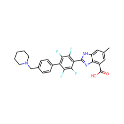 Cc1cc(C(=O)O)c2nc(-c3c(F)c(F)c(-c4ccc(CN5CCCCC5)cc4)c(F)c3F)[nH]c2c1 ZINC000113982676