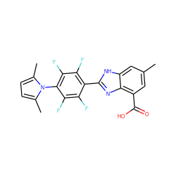 Cc1cc(C(=O)O)c2nc(-c3c(F)c(F)c(-n4c(C)ccc4C)c(F)c3F)[nH]c2c1 ZINC000113981951