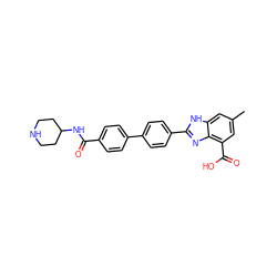 Cc1cc(C(=O)O)c2nc(-c3ccc(-c4ccc(C(=O)NC5CCNCC5)cc4)cc3)[nH]c2c1 ZINC000144707110