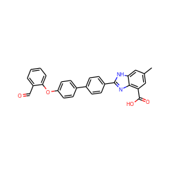 Cc1cc(C(=O)O)c2nc(-c3ccc(-c4ccc(Oc5ccccc5C=O)cc4)cc3)[nH]c2c1 ZINC000144717512