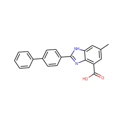 Cc1cc(C(=O)O)c2nc(-c3ccc(-c4ccccc4)cc3)[nH]c2c1 ZINC000113981850