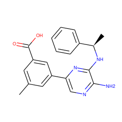 Cc1cc(C(=O)O)cc(-c2cnc(N)c(N[C@H](C)c3ccccc3)n2)c1 ZINC000096284815