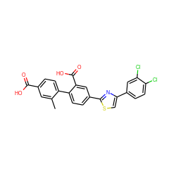 Cc1cc(C(=O)O)ccc1-c1ccc(-c2nc(-c3ccc(Cl)c(Cl)c3)cs2)cc1C(=O)O ZINC000204990544