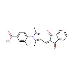 Cc1cc(C(=O)O)ccc1-n1c(C)cc(C=C2C(=O)c3ccccc3C2=O)c1C ZINC000000636700