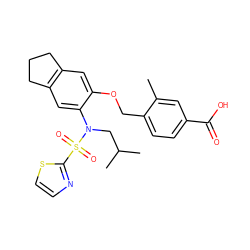 Cc1cc(C(=O)O)ccc1COc1cc2c(cc1N(CC(C)C)S(=O)(=O)c1nccs1)CCC2 ZINC000059551725