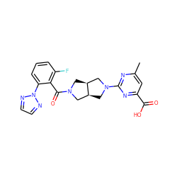 Cc1cc(C(=O)O)nc(N2C[C@H]3CN(C(=O)c4c(F)cccc4-n4nccn4)C[C@H]3C2)n1 ZINC000167100164