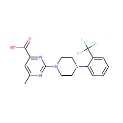 Cc1cc(C(=O)O)nc(N2CCN(c3ccccc3C(F)(F)F)CC2)n1 ZINC000473089049