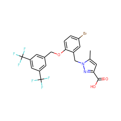 Cc1cc(C(=O)O)nn1Cc1cc(Br)ccc1OCc1cc(C(F)(F)F)cc(C(F)(F)F)c1 ZINC000044032116