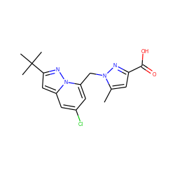 Cc1cc(C(=O)O)nn1Cc1cc(Cl)cc2cc(C(C)(C)C)nn12 ZINC001772637398