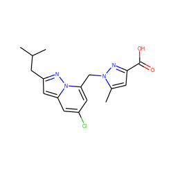 Cc1cc(C(=O)O)nn1Cc1cc(Cl)cc2cc(CC(C)C)nn12 ZINC001772612295