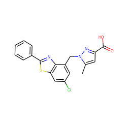 Cc1cc(C(=O)O)nn1Cc1cc(Cl)cc2sc(-c3ccccc3)nc12 ZINC000208120091