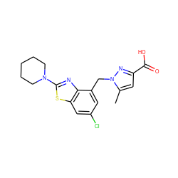 Cc1cc(C(=O)O)nn1Cc1cc(Cl)cc2sc(N3CCCCC3)nc12 ZINC000208127555