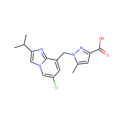 Cc1cc(C(=O)O)nn1Cc1cc(Cl)cn2cc(C(C)C)nc12 ZINC000073195826
