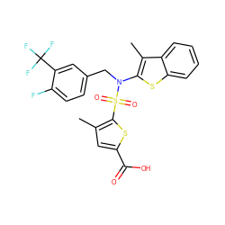 Cc1cc(C(=O)O)sc1S(=O)(=O)N(Cc1ccc(F)c(C(F)(F)F)c1)c1sc2ccccc2c1C ZINC000115228621