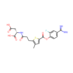 Cc1cc(C(=O)Oc2ccc(C(=N)N)cc2F)sc1CCC(=O)N[C@@H](CC(=O)O)C(=O)O ZINC000144359490