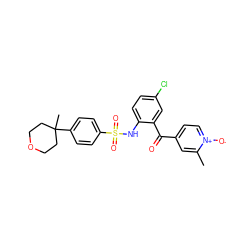 Cc1cc(C(=O)c2cc(Cl)ccc2NS(=O)(=O)c2ccc(C3(C)CCOCC3)cc2)cc[n+]1[O-] ZINC000166294948