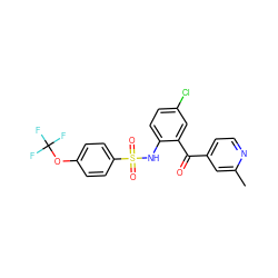 Cc1cc(C(=O)c2cc(Cl)ccc2NS(=O)(=O)c2ccc(OC(F)(F)F)cc2)ccn1 ZINC000113625402