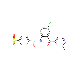 Cc1cc(C(=O)c2cc(Cl)ccc2NS(=O)(=O)c2ccc(S(C)(=O)=O)cc2)ccn1 ZINC000038430166