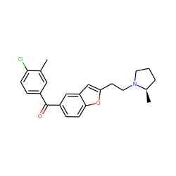 Cc1cc(C(=O)c2ccc3oc(CCN4CCC[C@H]4C)cc3c2)ccc1Cl ZINC000013606765