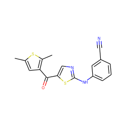 Cc1cc(C(=O)c2cnc(Nc3cccc(C#N)c3)s2)c(C)s1 ZINC000028340942