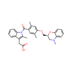 Cc1cc(C(=O)n2c(C)c(CC(=O)O)c3ccccc32)c(C)cc1OC[C@@H]1CN(C)c2ccccc2O1 ZINC000072111133