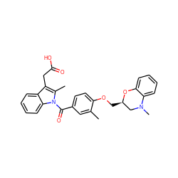 Cc1cc(C(=O)n2c(C)c(CC(=O)O)c3ccccc32)ccc1OC[C@@H]1CN(C)c2ccccc2O1 ZINC000038403159