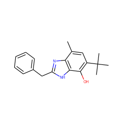 Cc1cc(C(C)(C)C)c(O)c2[nH]c(Cc3ccccc3)nc12 ZINC000026288431