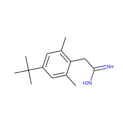 Cc1cc(C(C)(C)C)cc(C)c1CC(=N)N ZINC000019425860