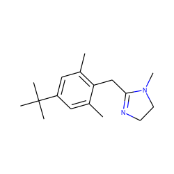 Cc1cc(C(C)(C)C)cc(C)c1CC1=NCCN1C ZINC000013779805