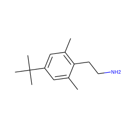 Cc1cc(C(C)(C)C)cc(C)c1CCN ZINC000003454320