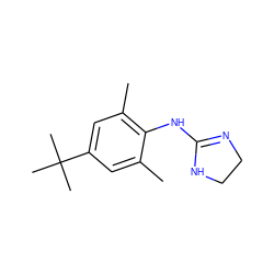 Cc1cc(C(C)(C)C)cc(C)c1NC1=NCCN1 ZINC000028390916