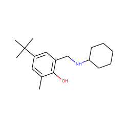 Cc1cc(C(C)(C)C)cc(CNC2CCCCC2)c1O ZINC000001679634