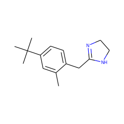 Cc1cc(C(C)(C)C)ccc1CC1=NCCN1 ZINC000013779806