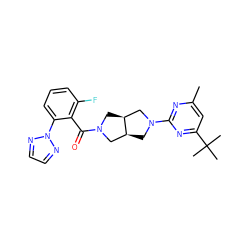 Cc1cc(C(C)(C)C)nc(N2C[C@H]3CN(C(=O)c4c(F)cccc4-n4nccn4)C[C@H]3C2)n1 ZINC000116826317